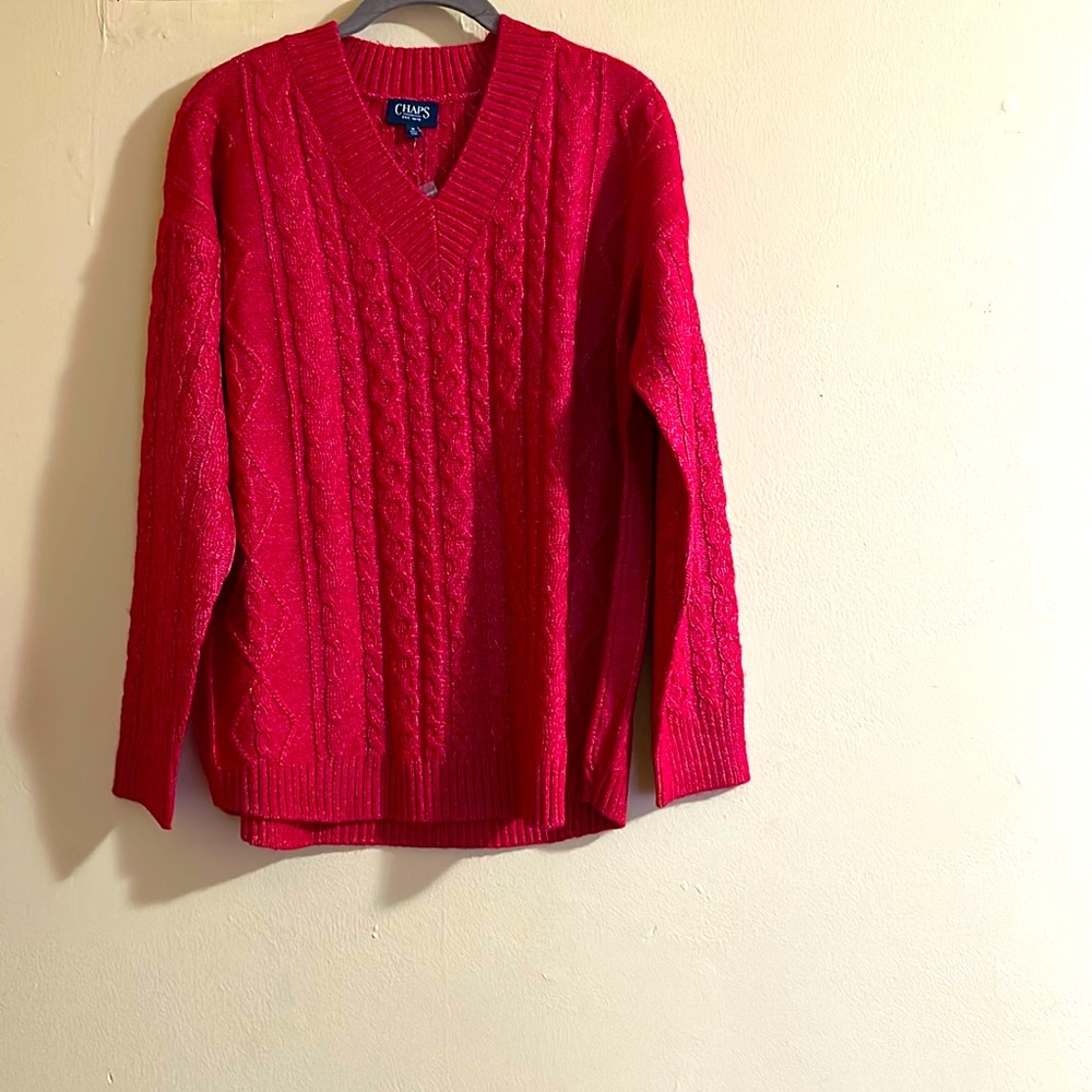 Chaps Beautiful Red V- Neck Sweater